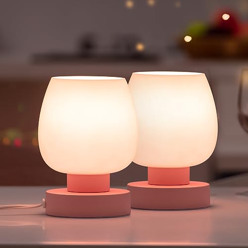 ONEWISH Touch Bedside Table Lamp - Modern Small Lamp for Bedroom Living Room