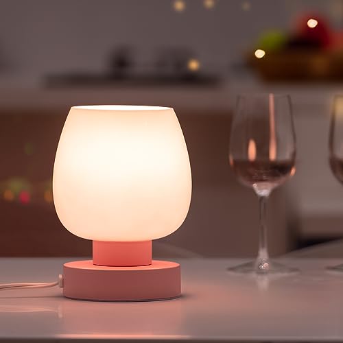 ONEWISH Touch Bedside Table Lamp - Modern Small Lamp for Bedroom Living Room