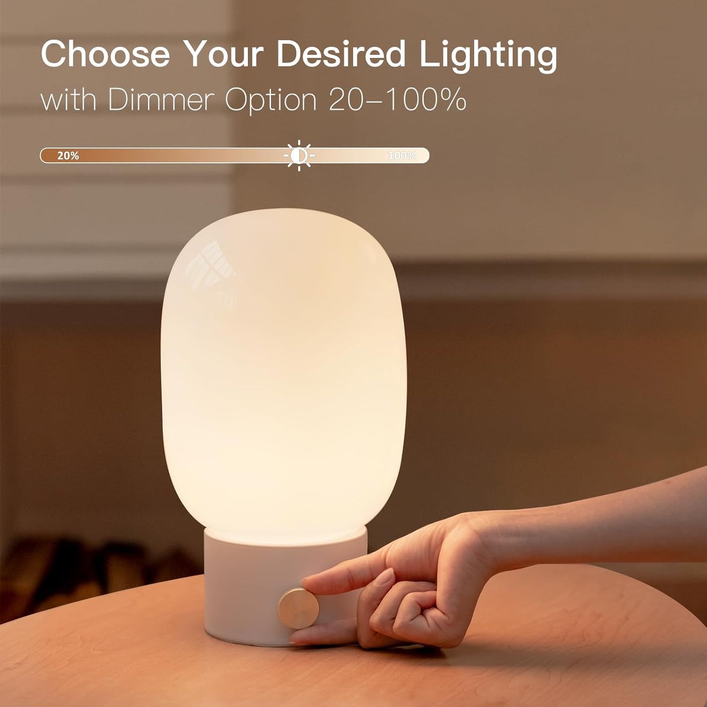 ONEWISH Oval Table Lamp -Vintage Glass Lamp with Bulb for Living Room