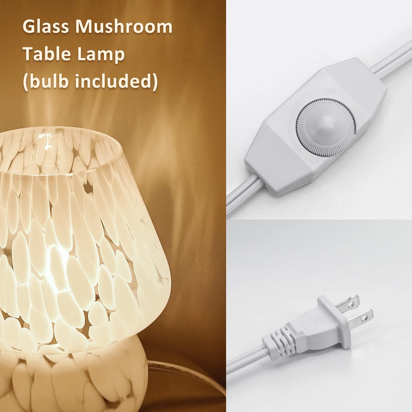 ONEWISH Mushroom Lamp - Small Vintage Bedside Table Lamp
