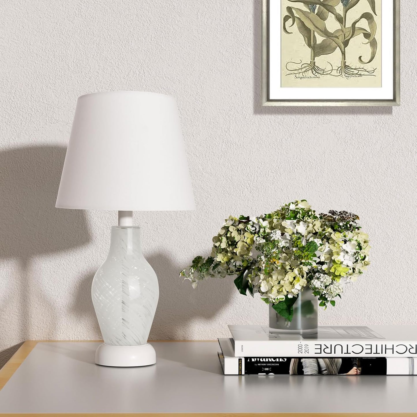 ONEWISH 14 Wine Bottle Shape Bedside Nightstand Lamp White