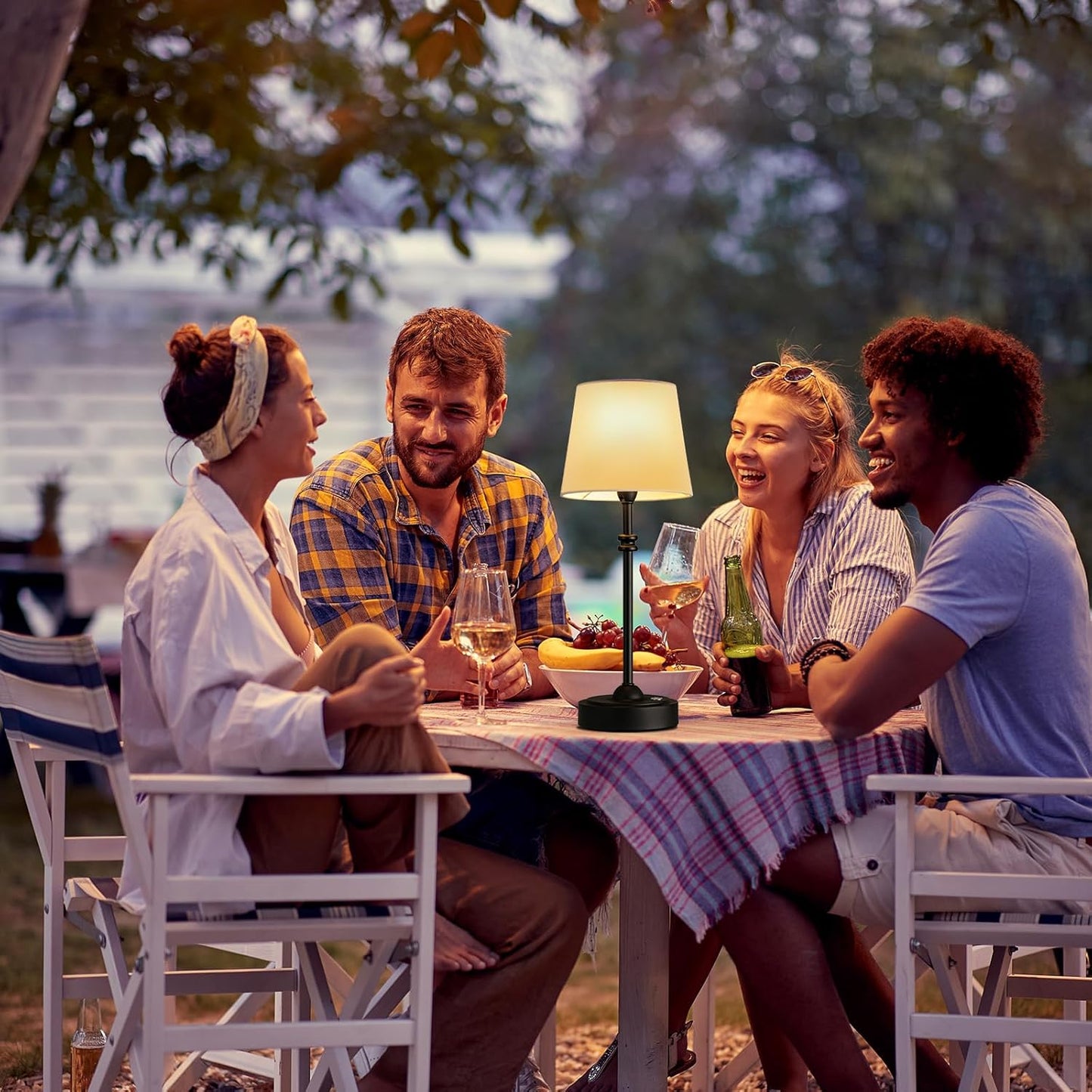 ONEWISH Set of 2 Cordless Table Lamps - Rechargeable, Dimmable, Warm Light for Dining & Patio