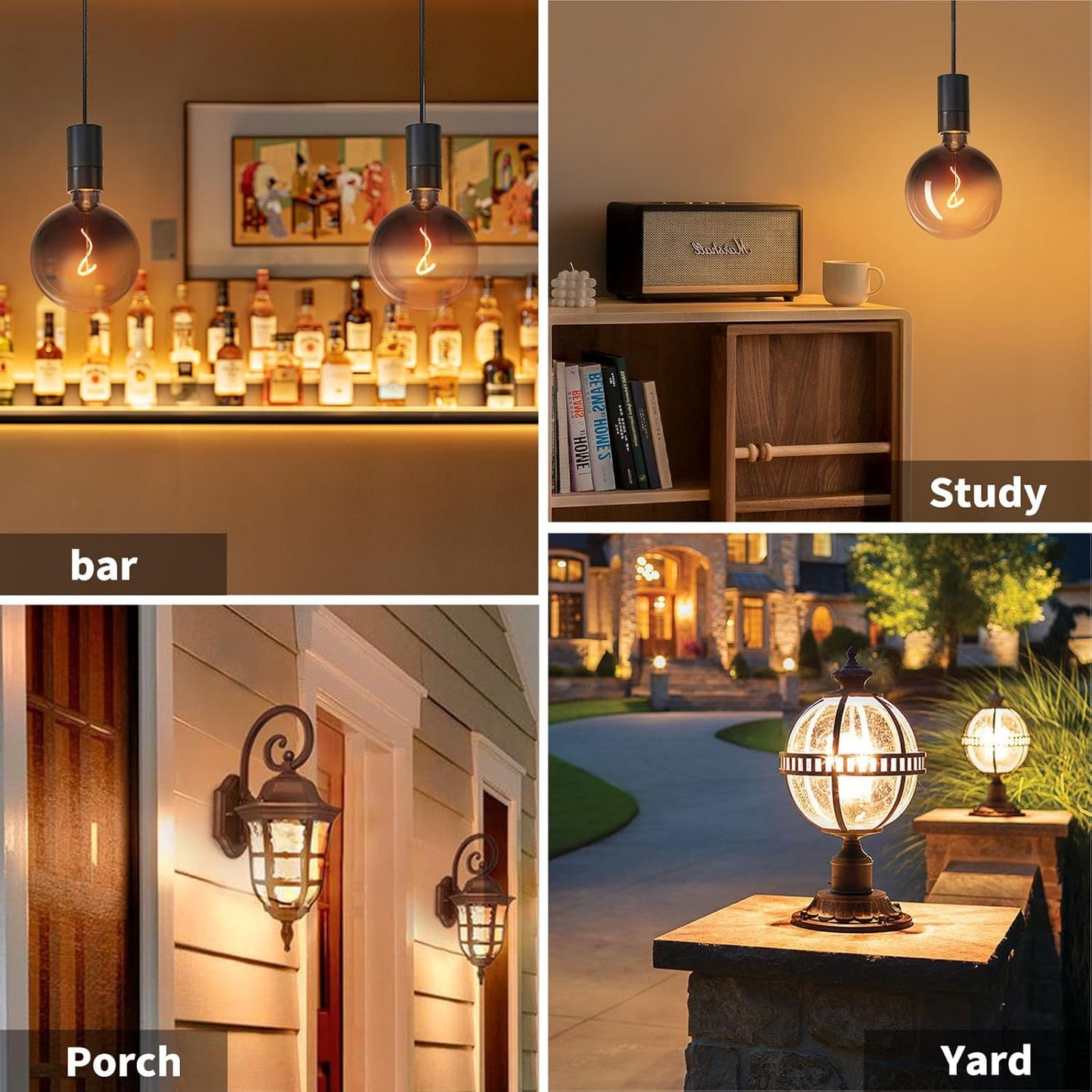 ONEWISH G150 Globe LED Bulb (6") Black