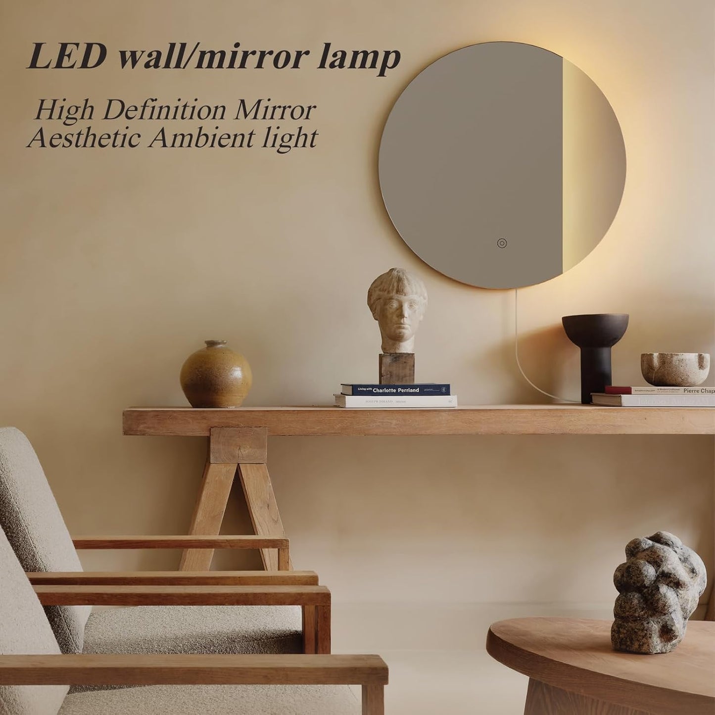 ONEWISH LED Dimmable Mirror Wall Lamp - Smoky Gray