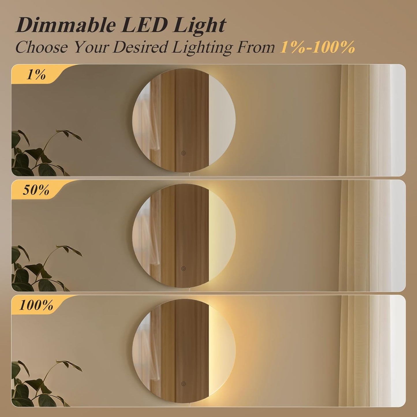 ONEWISH LED Dimmable Mirror Wall Lamp - White Silver