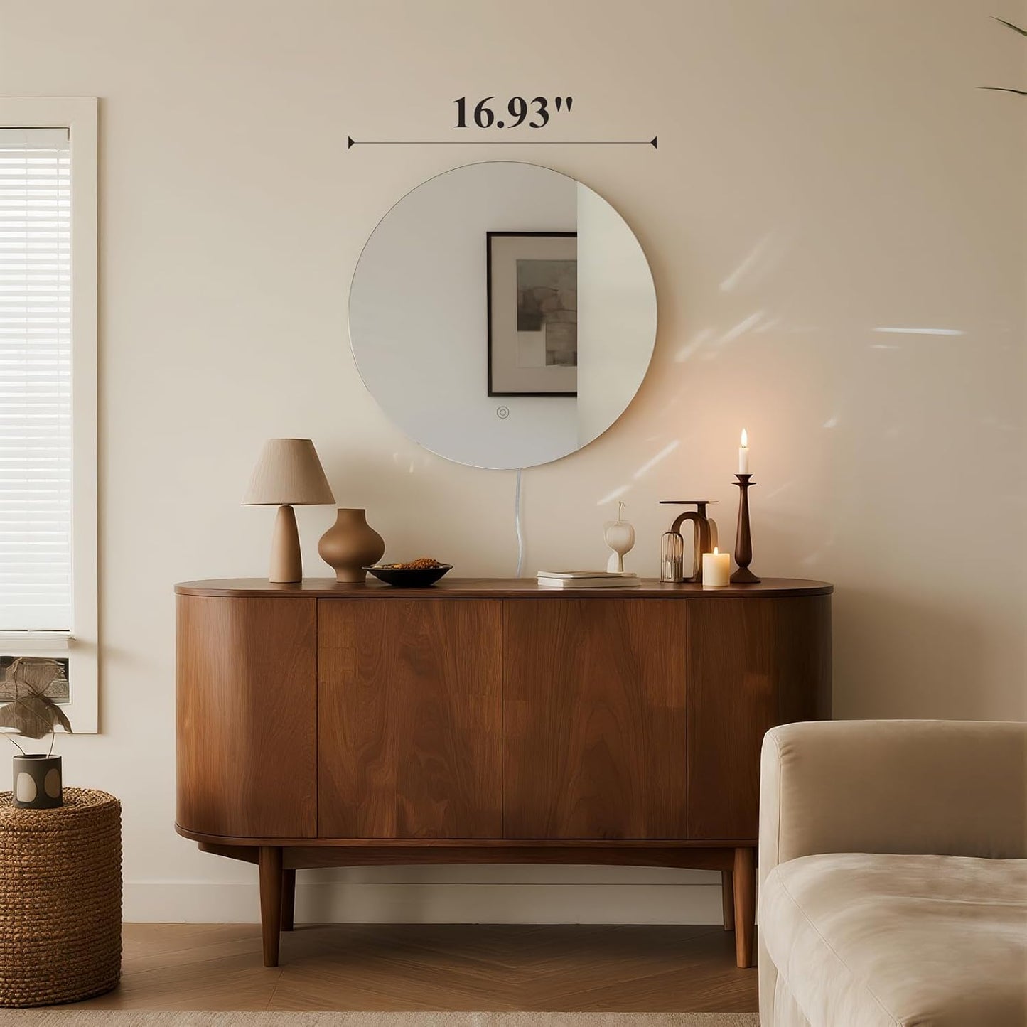 ONEWISH LED Dimmable Mirror Wall Lamp - White Silver