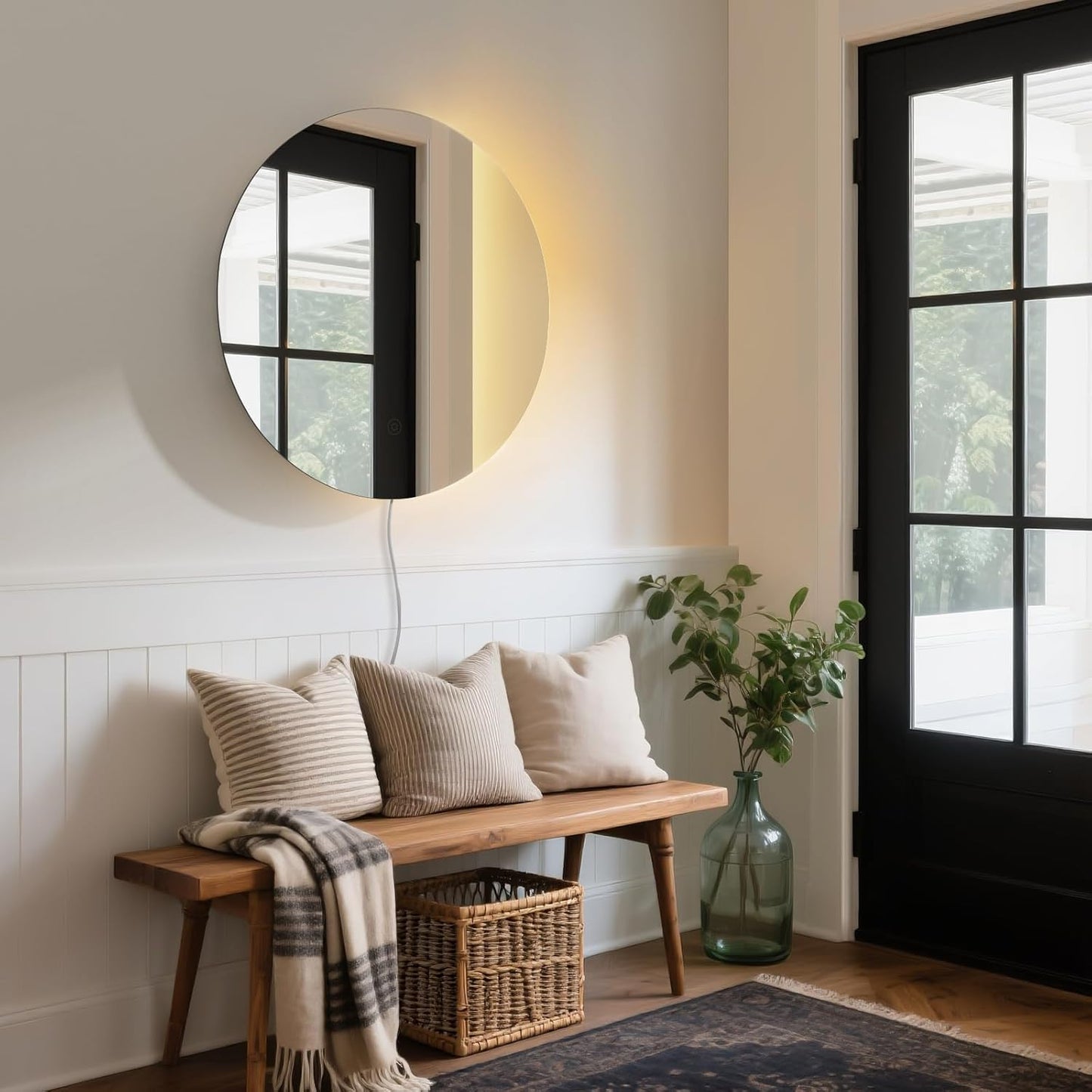 ONEWISH LED Dimmable Mirror Wall Lamp - White Silver