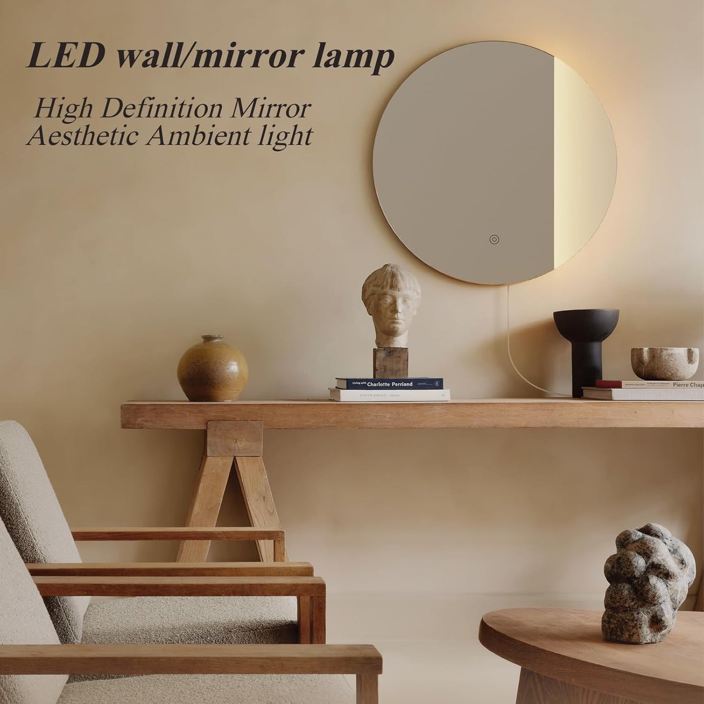 ONEWISH LED Dimmable Mirror Wall Lamp - White Silver