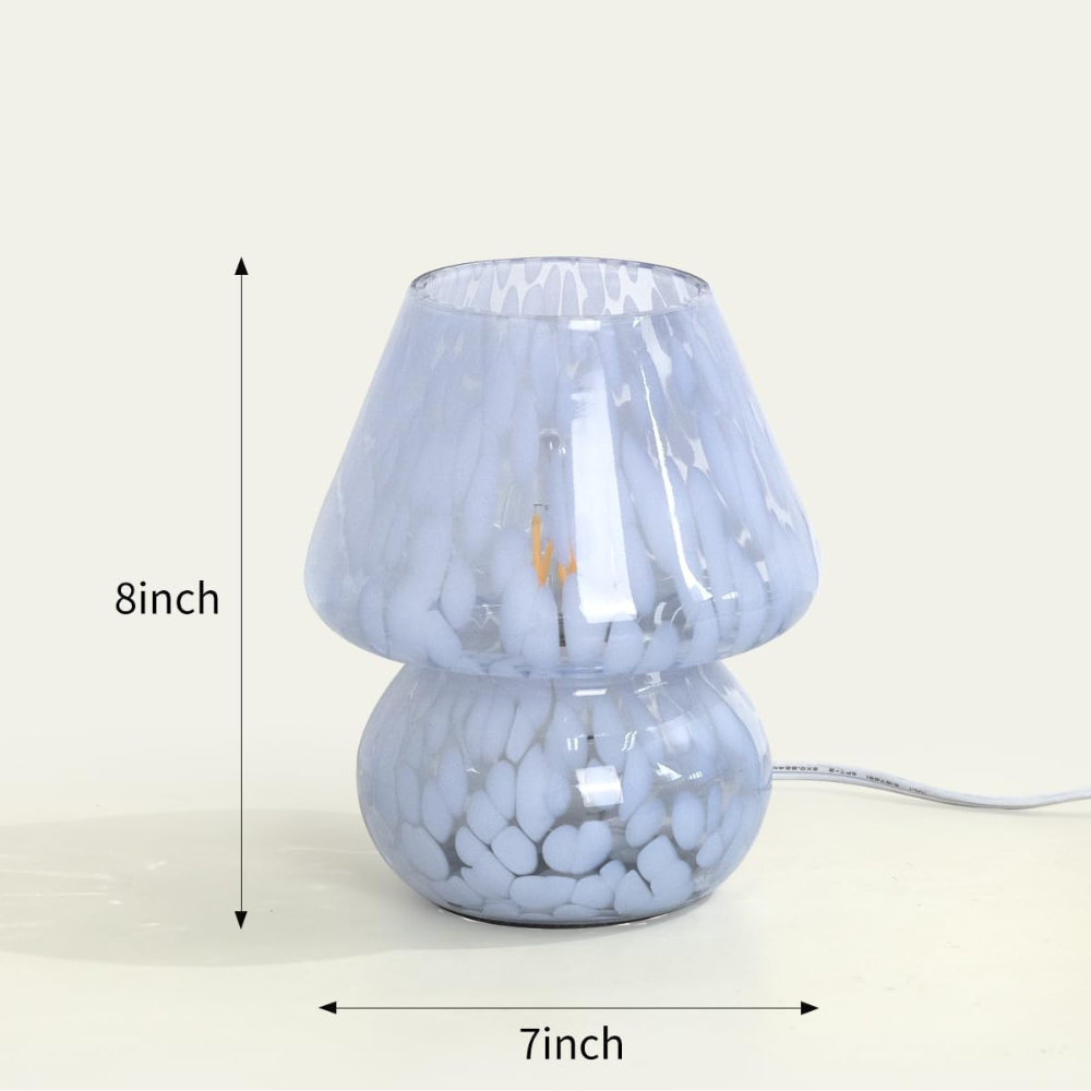 ONEWISH Mushroom Lamp Small Vintage Table Lamp Blue