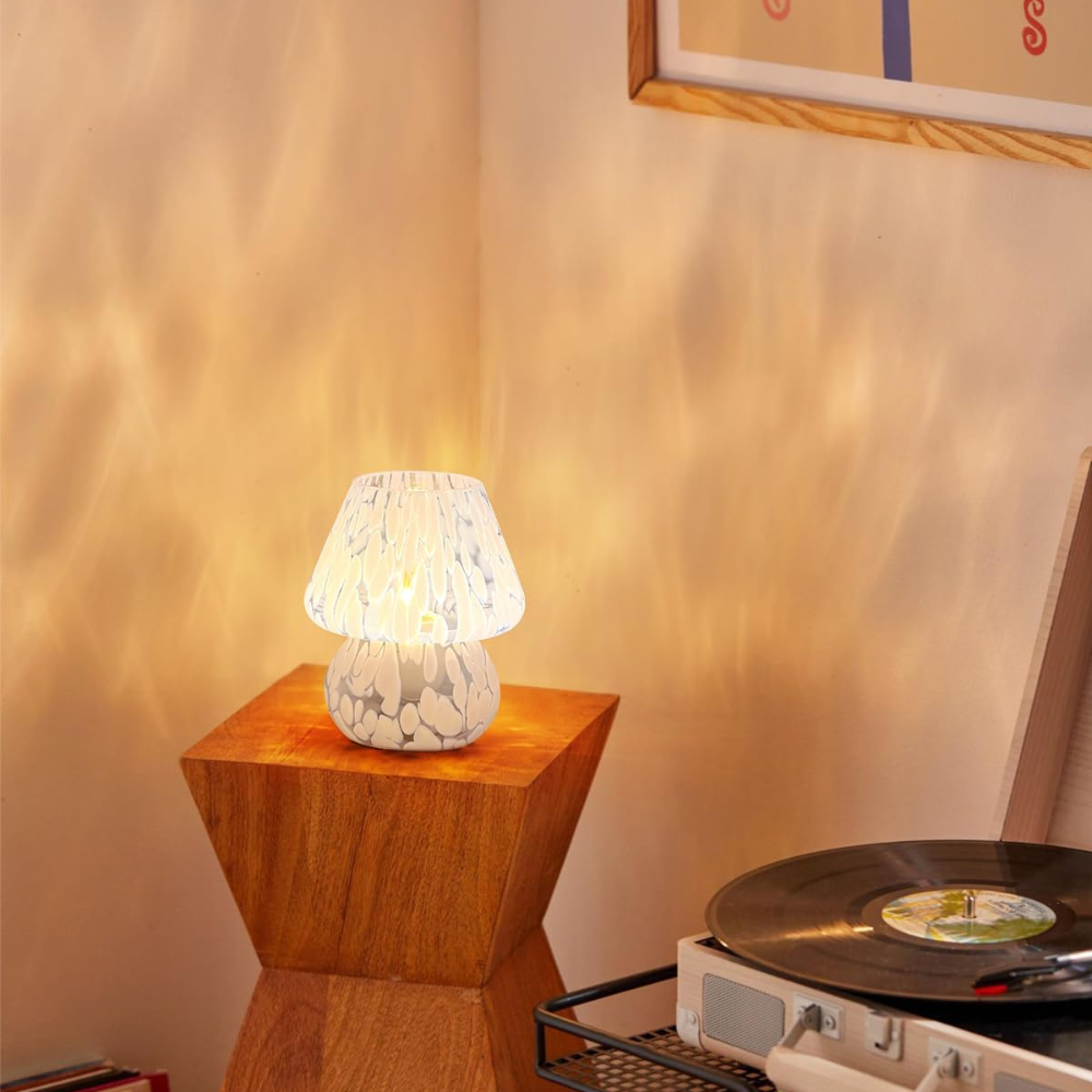 ONEWISH Mushroom Lamp Small Vintage Table Lamp Blue