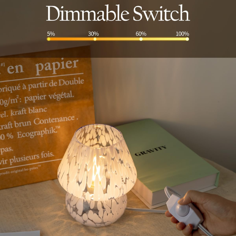 ONEWISH Mushroom Lamp Small Vintage Table Lamp Blue