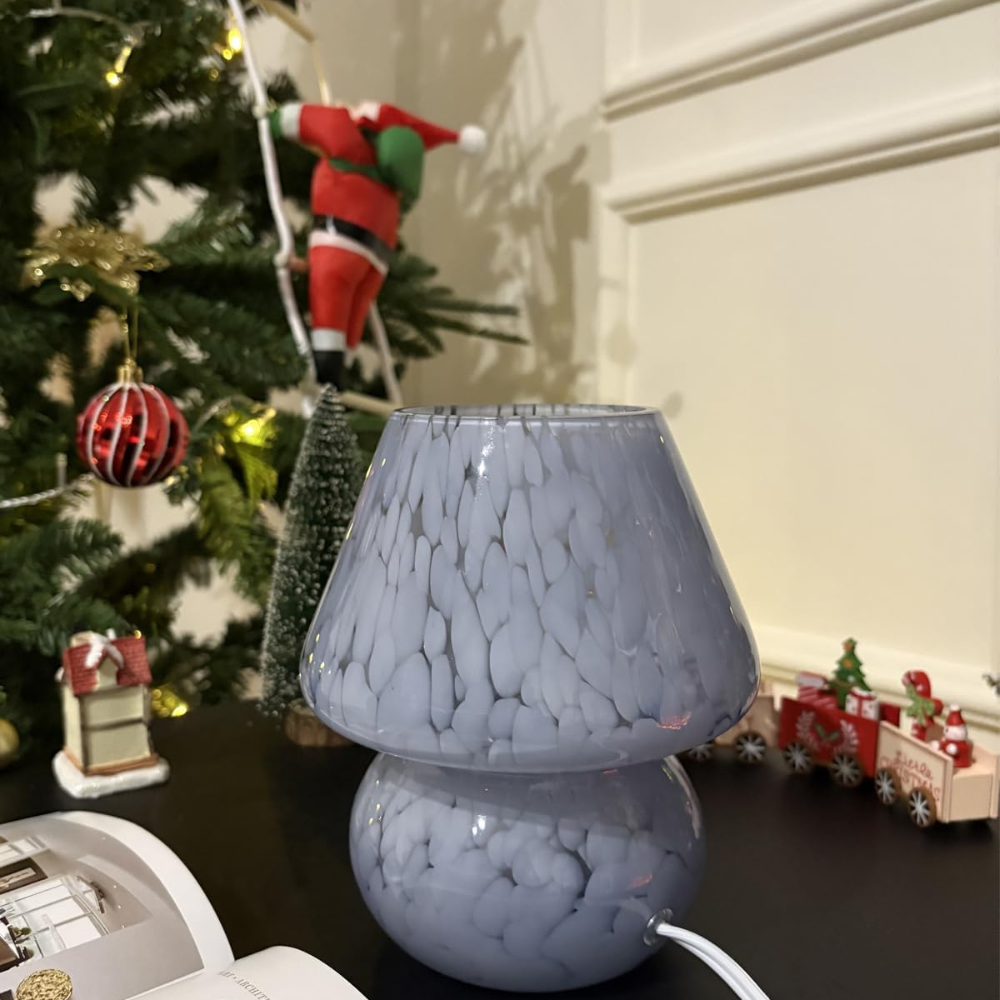 ONEWISH Mushroom Lamp Small Vintage Table Lamp Blue