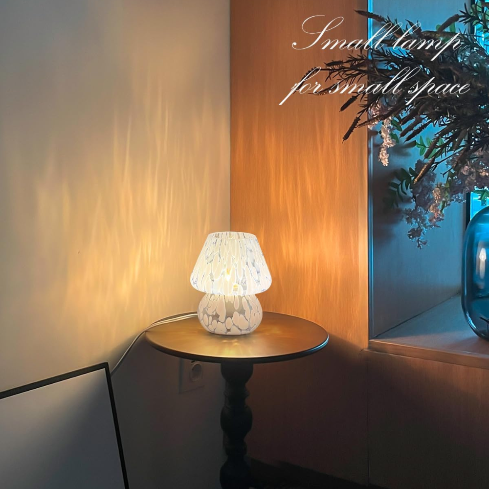 ONEWISH Mushroom Lamp Small Vintage Table Lamp Blue