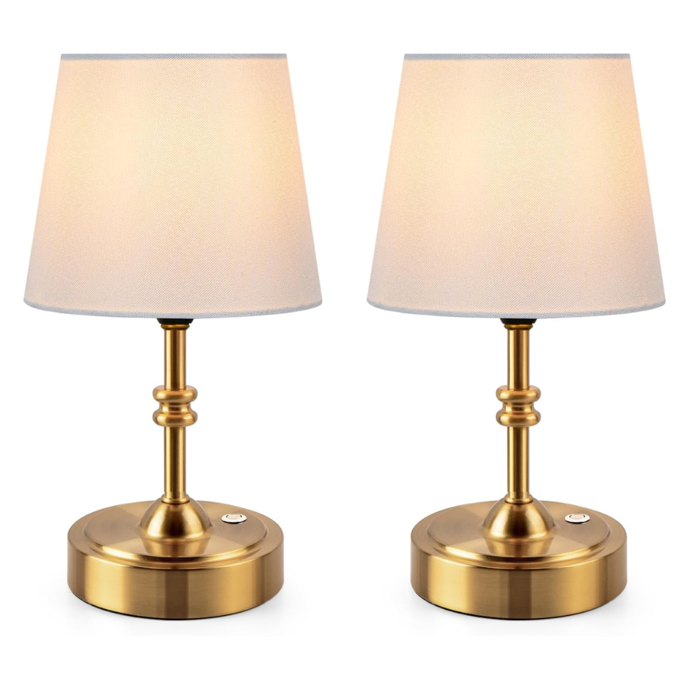 ONEWISH Small Cordless Dimmable-Battery Operated Table Lamp Golden
