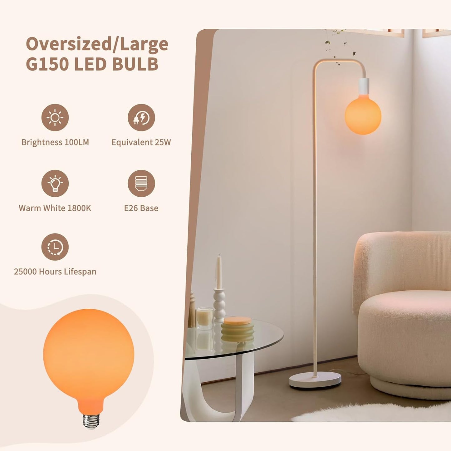 ONEWISH Floor Lamp for Bedroom, Cute Standing Lamp with LED Bulb