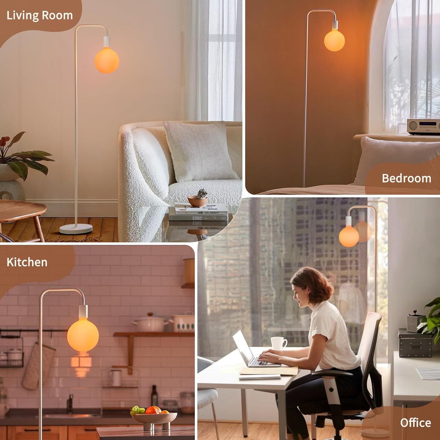 ONEWISH Floor Lamp for Bedroom, Cute Standing Lamp with LED Bulb