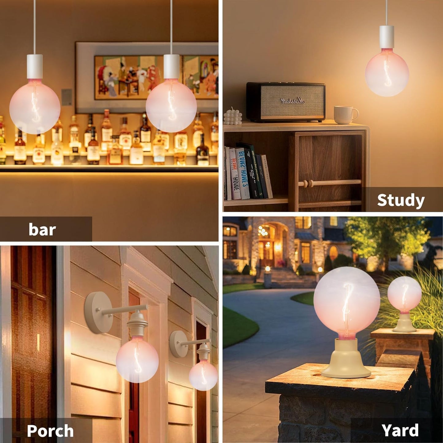 ONEWISH Large LED G150 Pink Globe Decorative Bulbs
