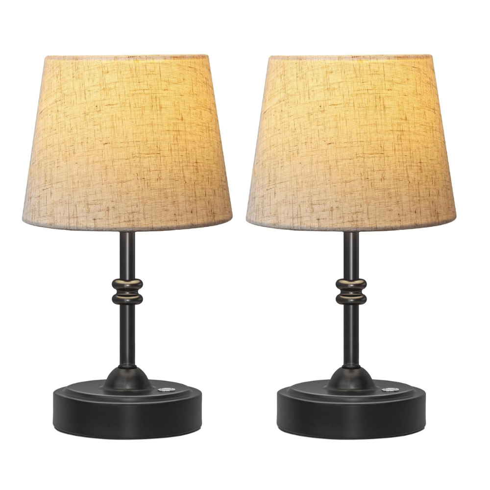 ONEWISH Small Cordless Dimmable-Battery Operated Table Lamp Balck