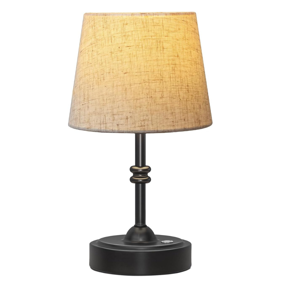 ONEWISH Small Cordless Dimmable-Battery Operated Table Lamp Balck
