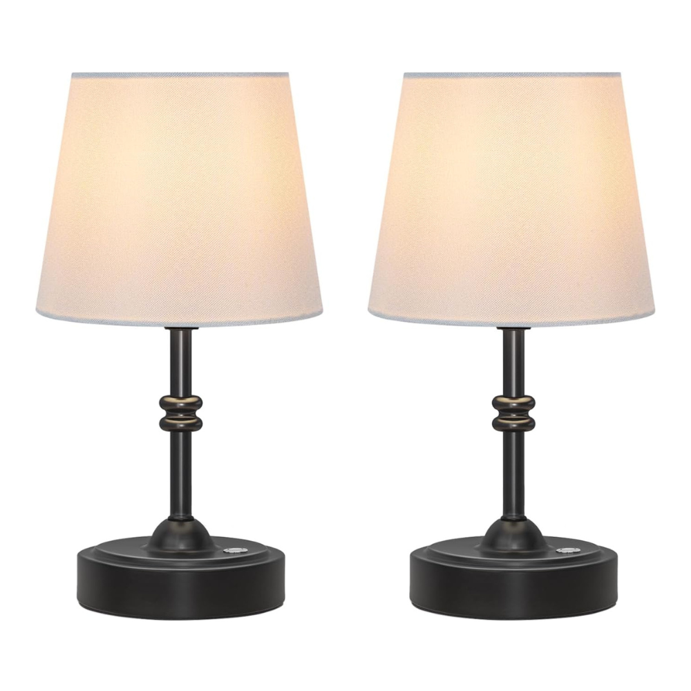 ONEWISH Small Cordless Dimmable-Battery Operated Table Lamp Balck