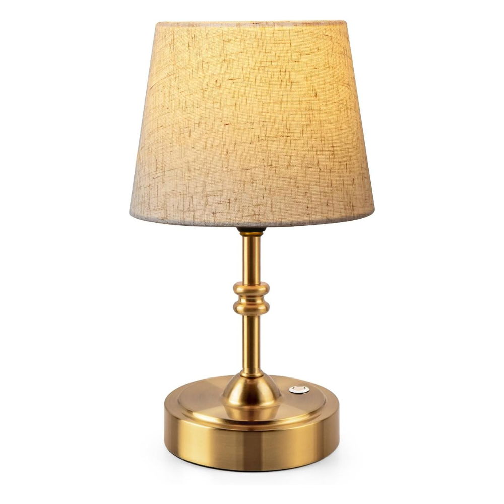 ONEWISH Small Cordless Dimmable-Battery Operated Table Lamp Golden