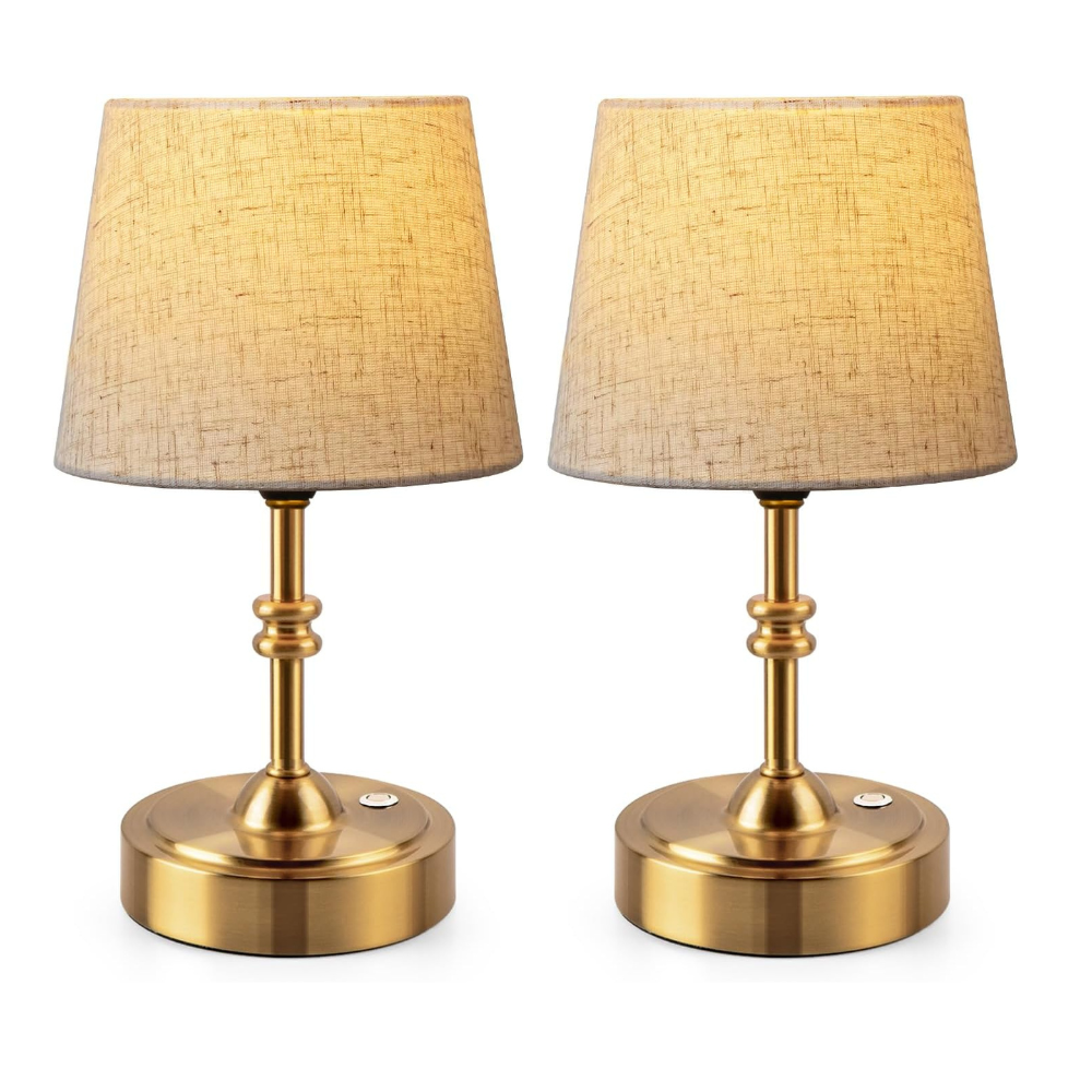 ONEWISH Small Cordless Dimmable-Battery Operated Table Lamp Golden
