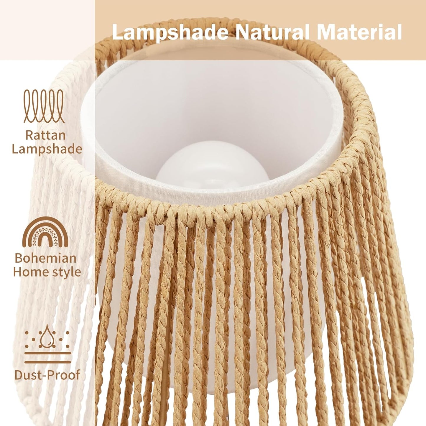 Onewish 3-Way Dimmable Boho Touch Table Lamps Gold