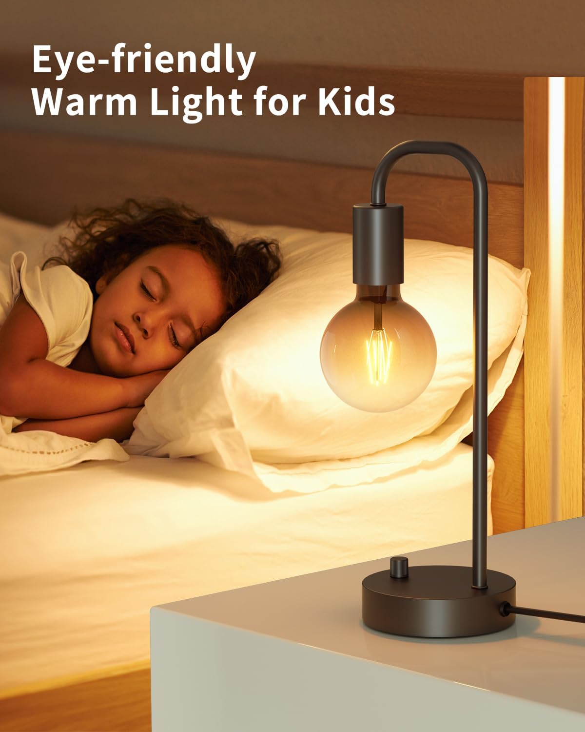 ONEWISH Industrial Dimmable Table Lamp for Bedroom & Office - 2700K Warm Light, Bulb Included