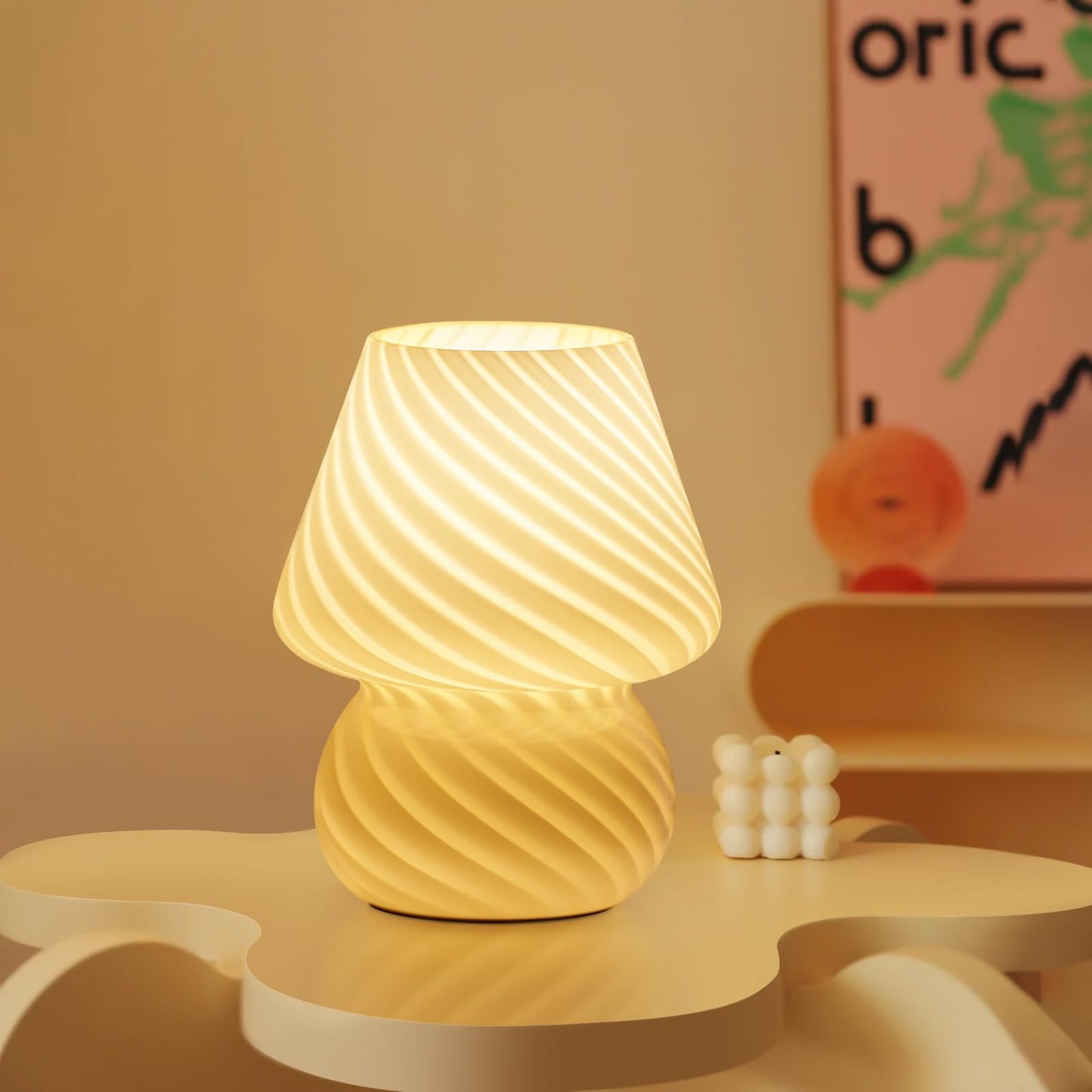 ONEWISH Elegant Striped Mushroom Lamp