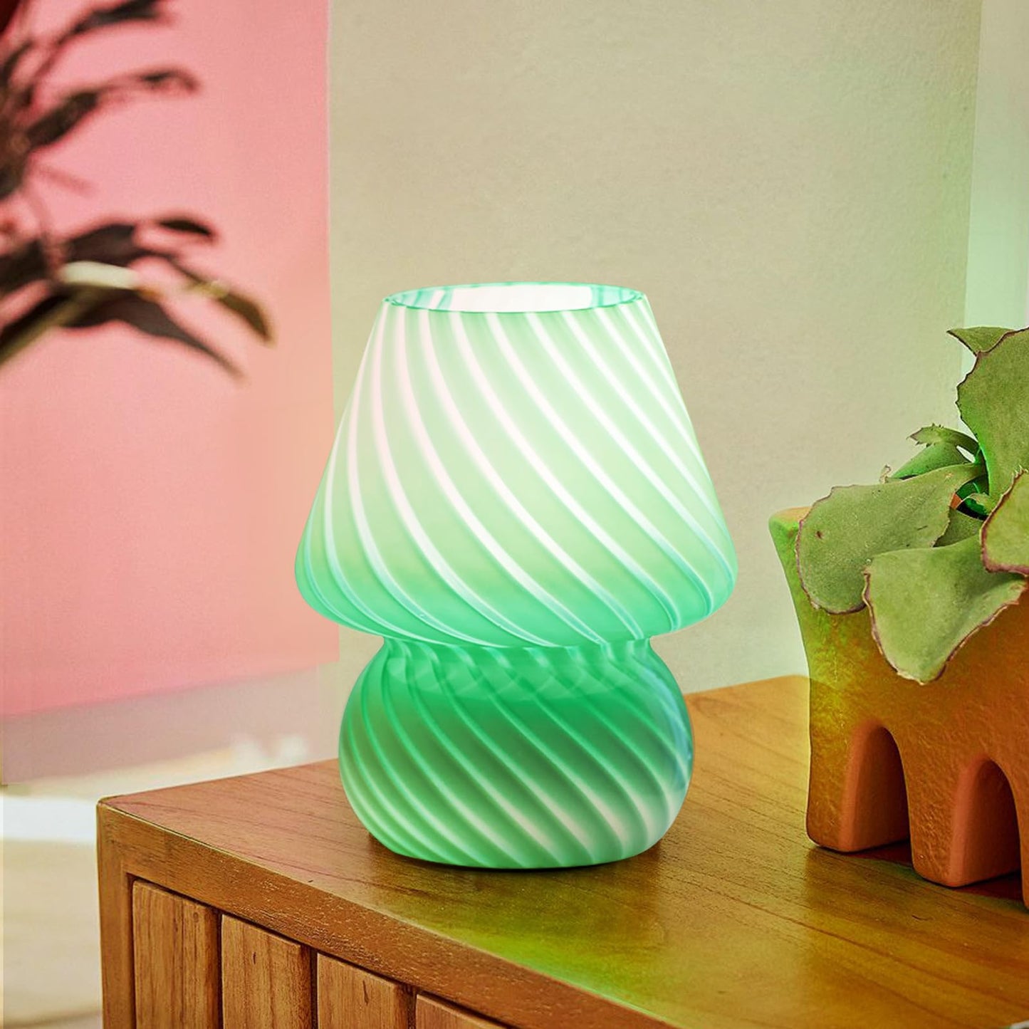 ONEWISH Elegant Striped Mushroom Lamp