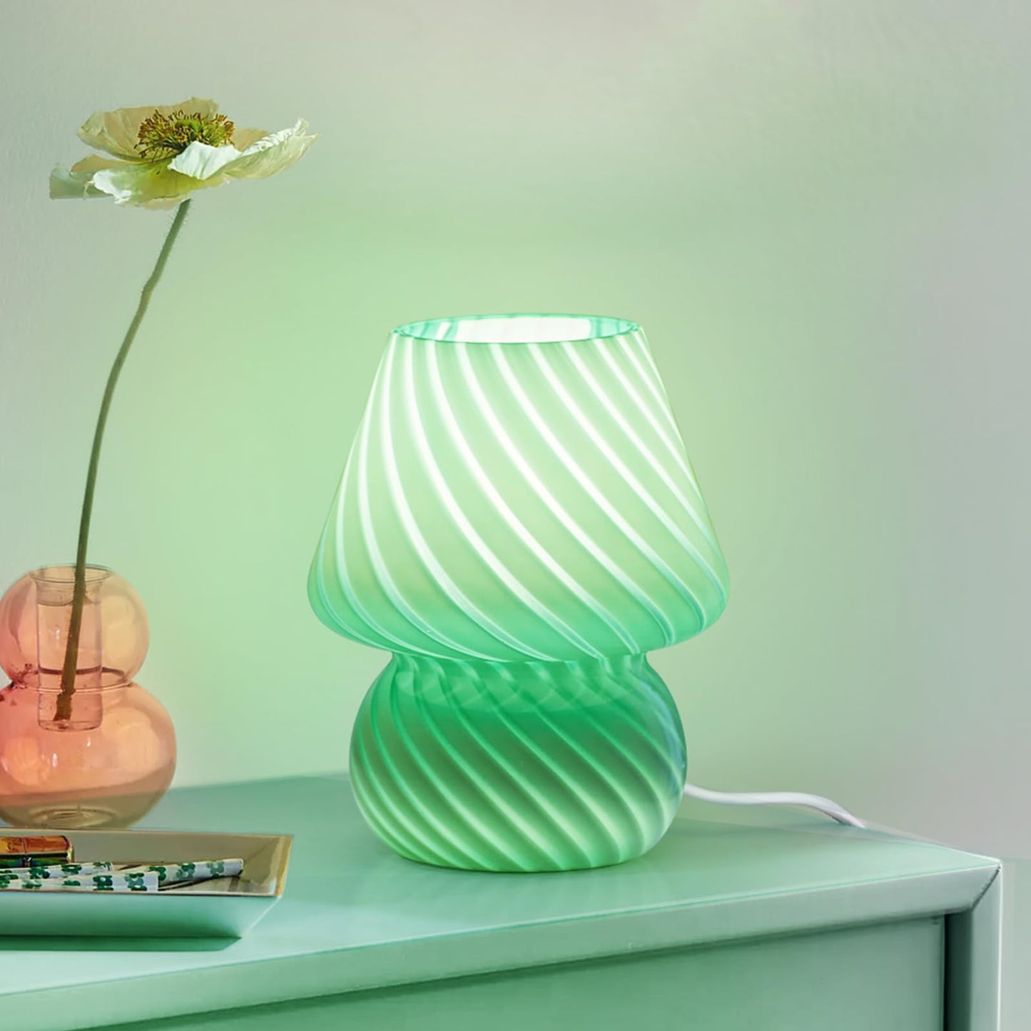 ONEWISH Elegant Striped Mushroom Lamp