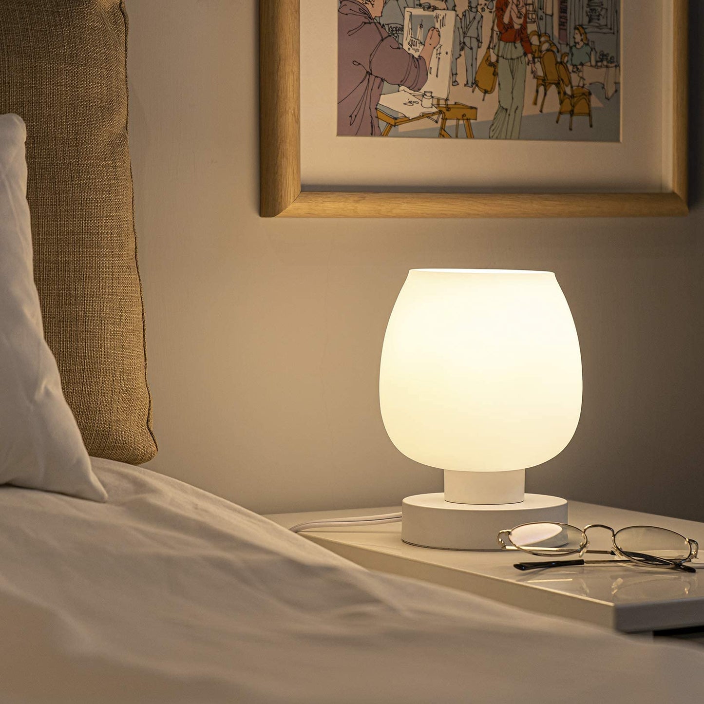 ONEWISH Touch Bedside Table Lamp - Modern Small Lamp for Bedroom Living Room