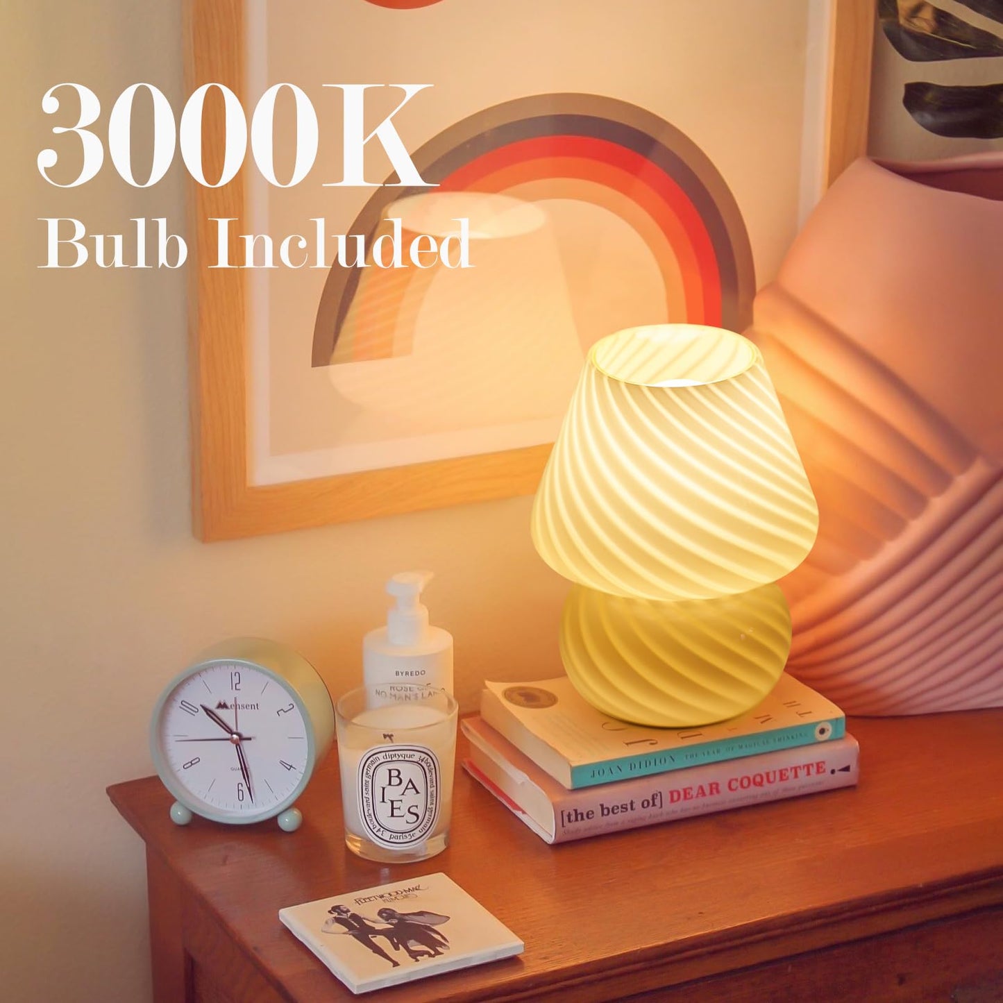 ONEWISH Elegant Striped Mushroom Lamp