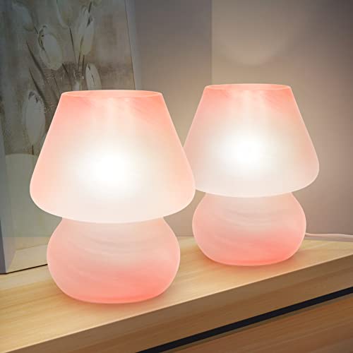 ONEWISH Mushroom Lamp - Small Vintage Bedside Table Lamp