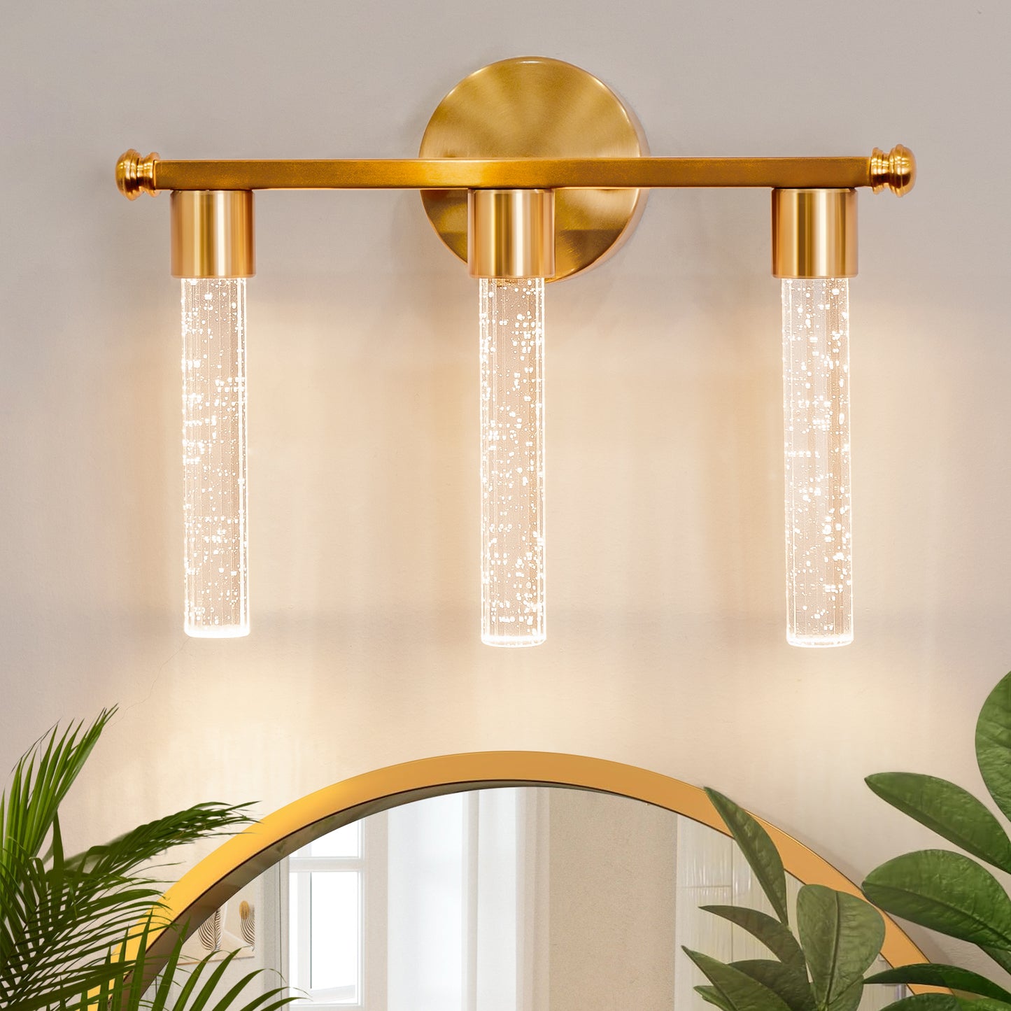 ONEWISH Modern Crystal Wall Sconces Vanity Lights for Mirror Bathroom Bedroom Kitchen Living Room Hallway Porch