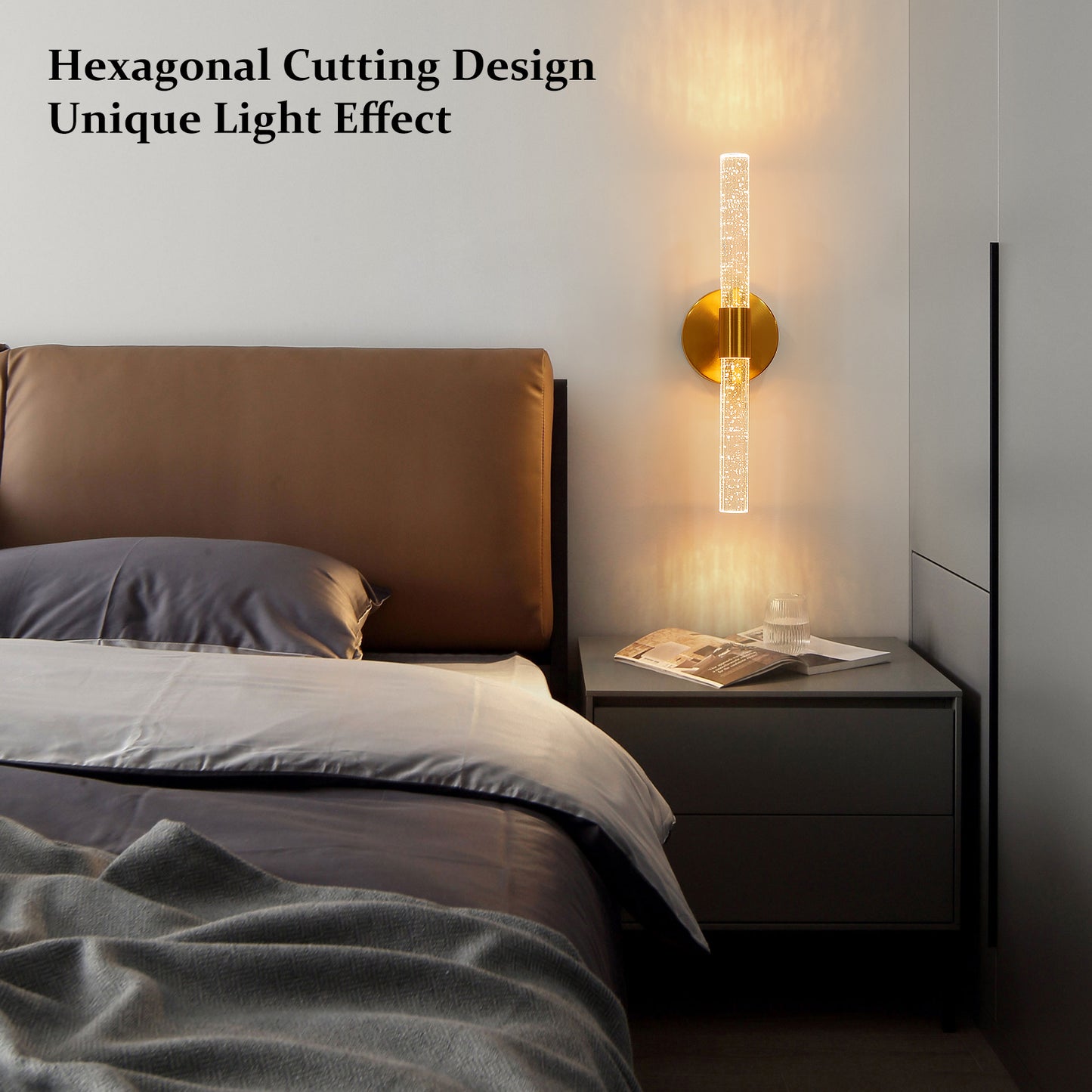 ONEWISH Modern Crystal Wall Sconces Vanity Lights for Mirror Bathroom Bedroom Kitchen Living Room Hallway Porch