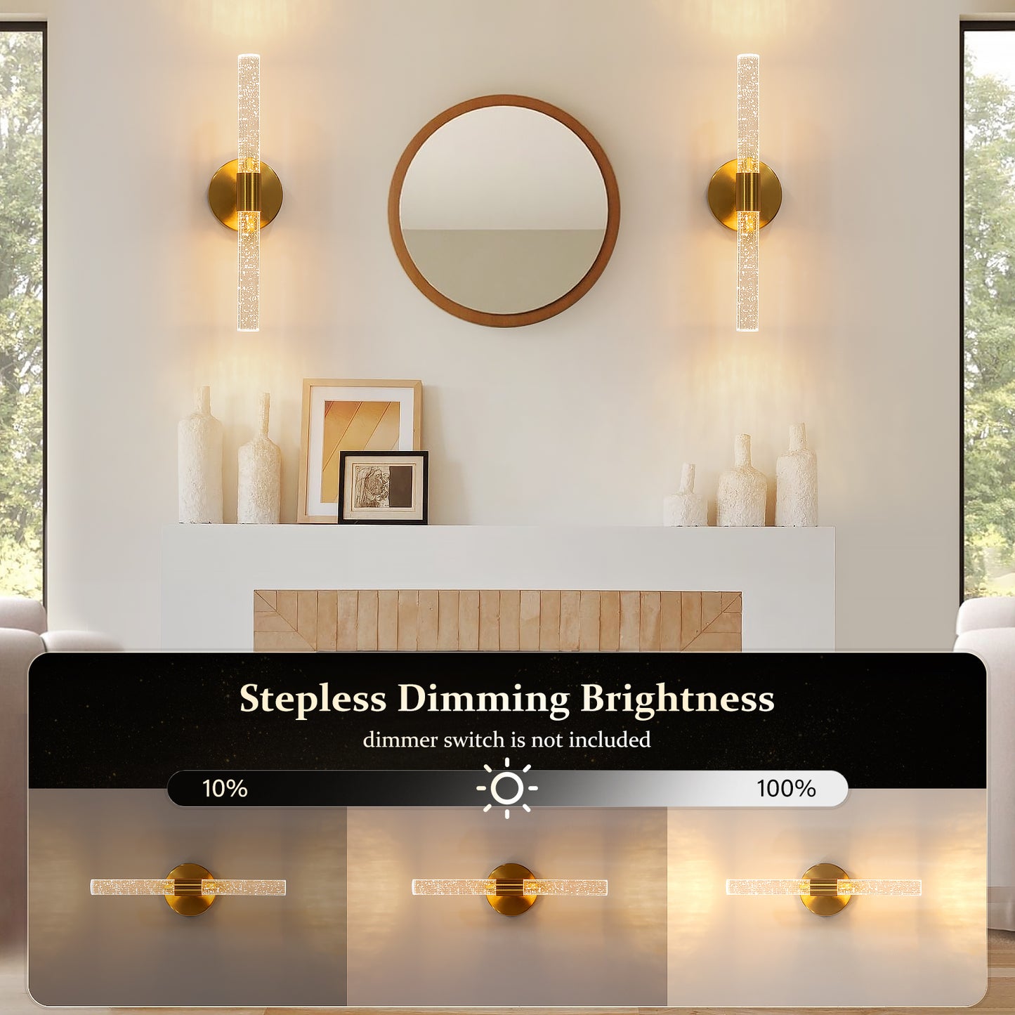ONEWISH Modern Crystal Wall Sconces Vanity Lights for Mirror Bathroom Bedroom Kitchen Living Room Hallway Porch