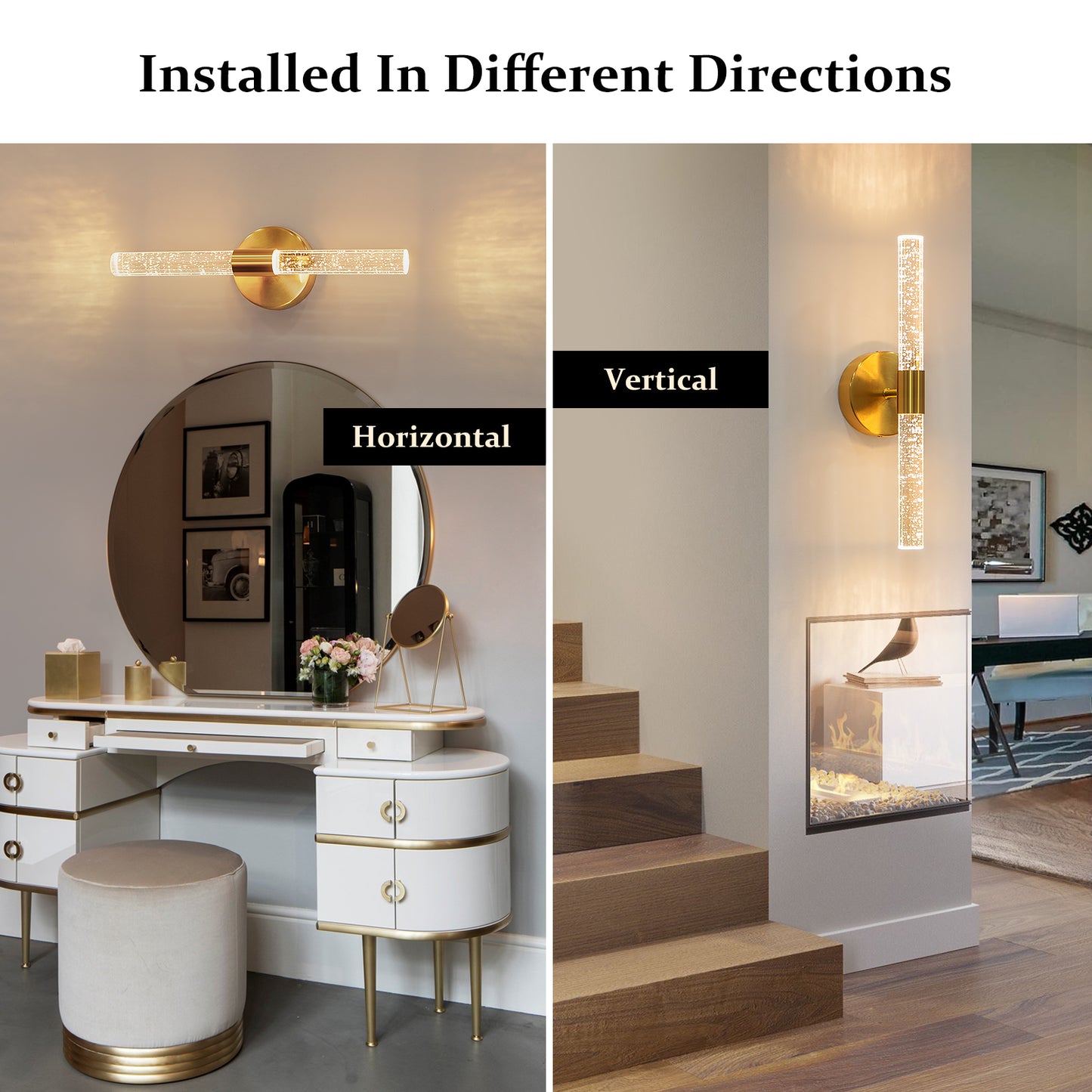 ONEWISH Modern Crystal Wall Sconces Vanity Lights for Mirror Bathroom Bedroom Kitchen Living Room Hallway Porch
