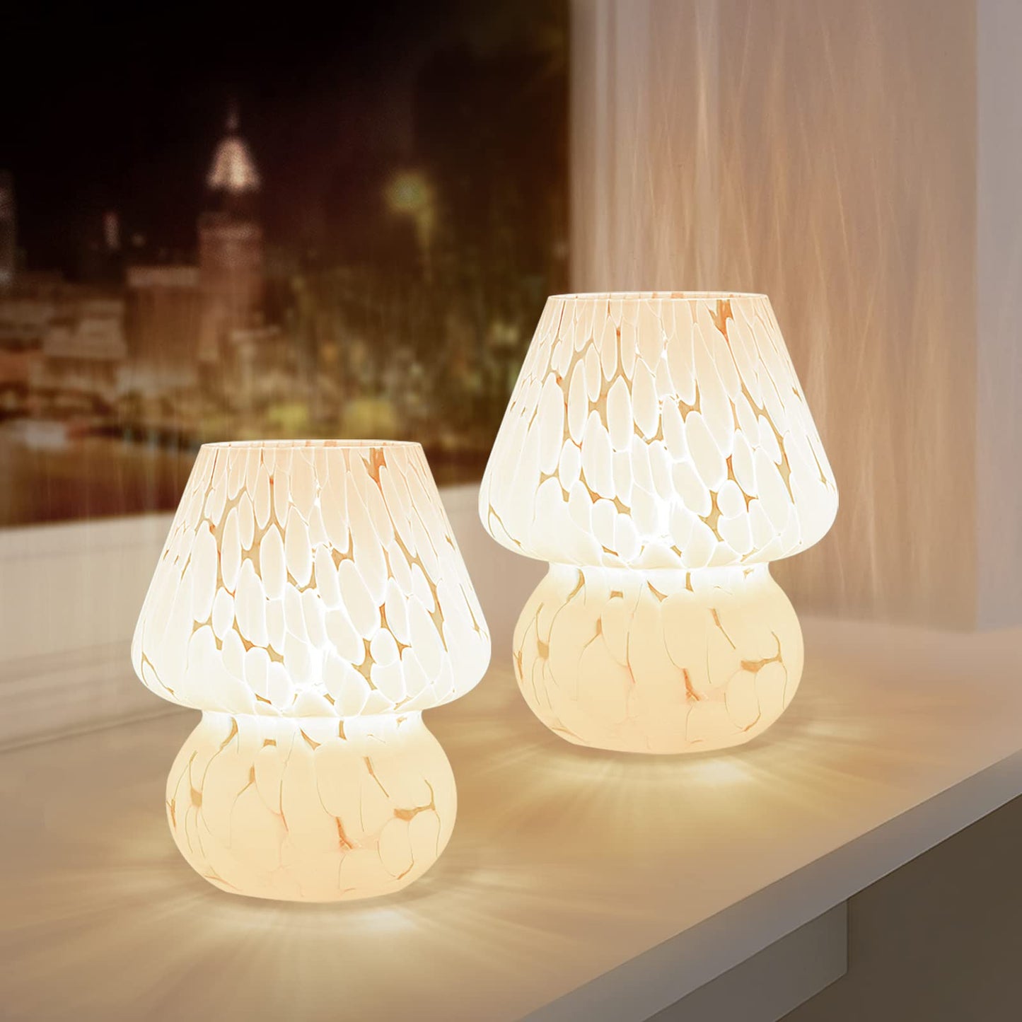 ONEWISH Mushroom Lamp - Small Vintage Bedside Table Lamp