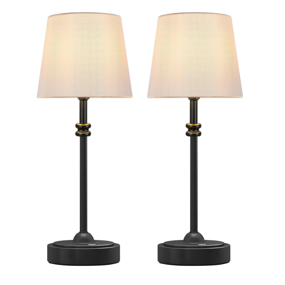 ONEWISH Set of 2 Cordless Table Lamps - Rechargeable, Dimmable, Warm Light for Dining & Patio