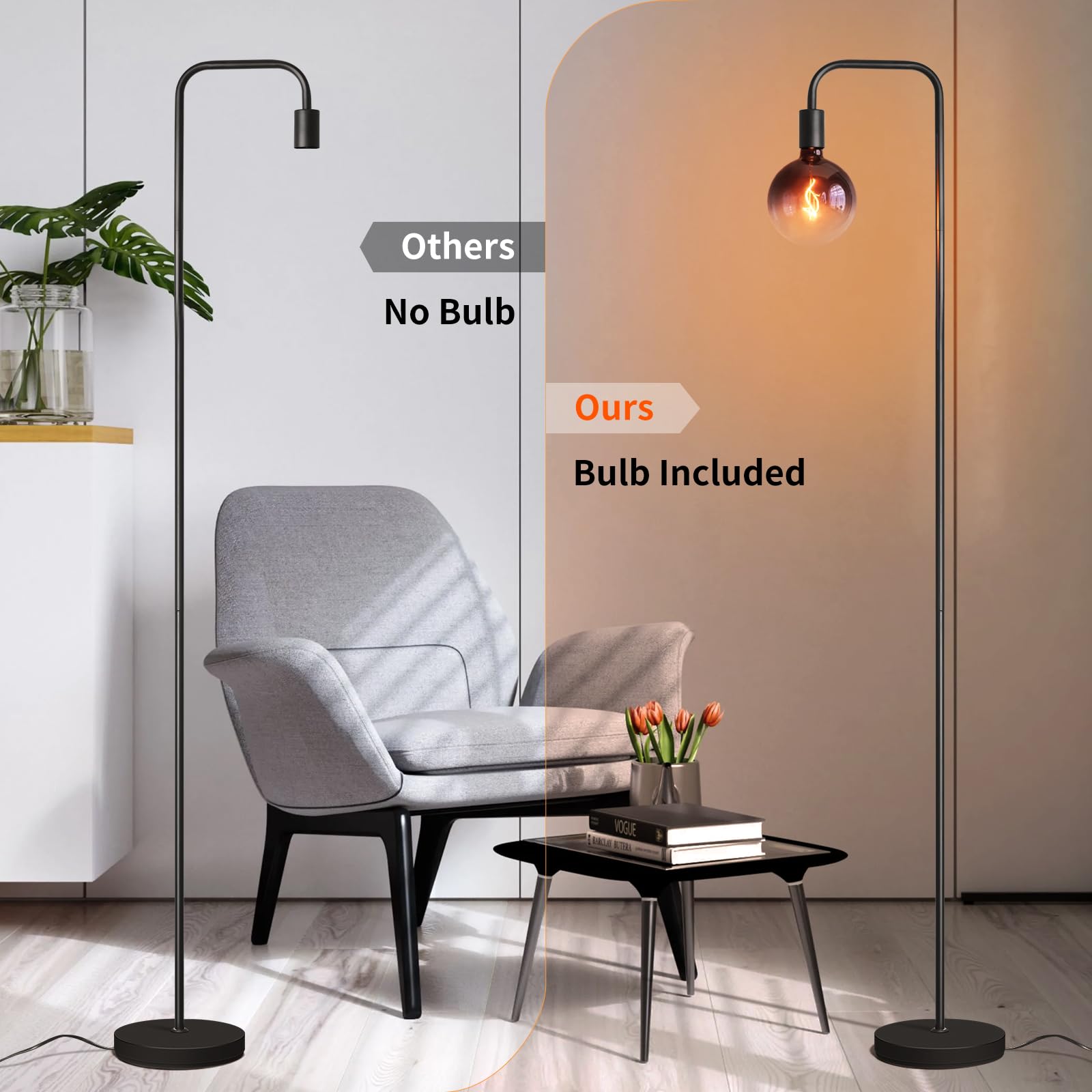 ONEWISH Floor Lamp For Living Room Bulb Included