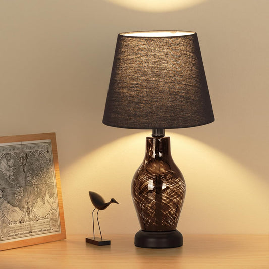 ONEWISH 14 Wine Bottle Shape Bedside Nightstand Lamp Balck