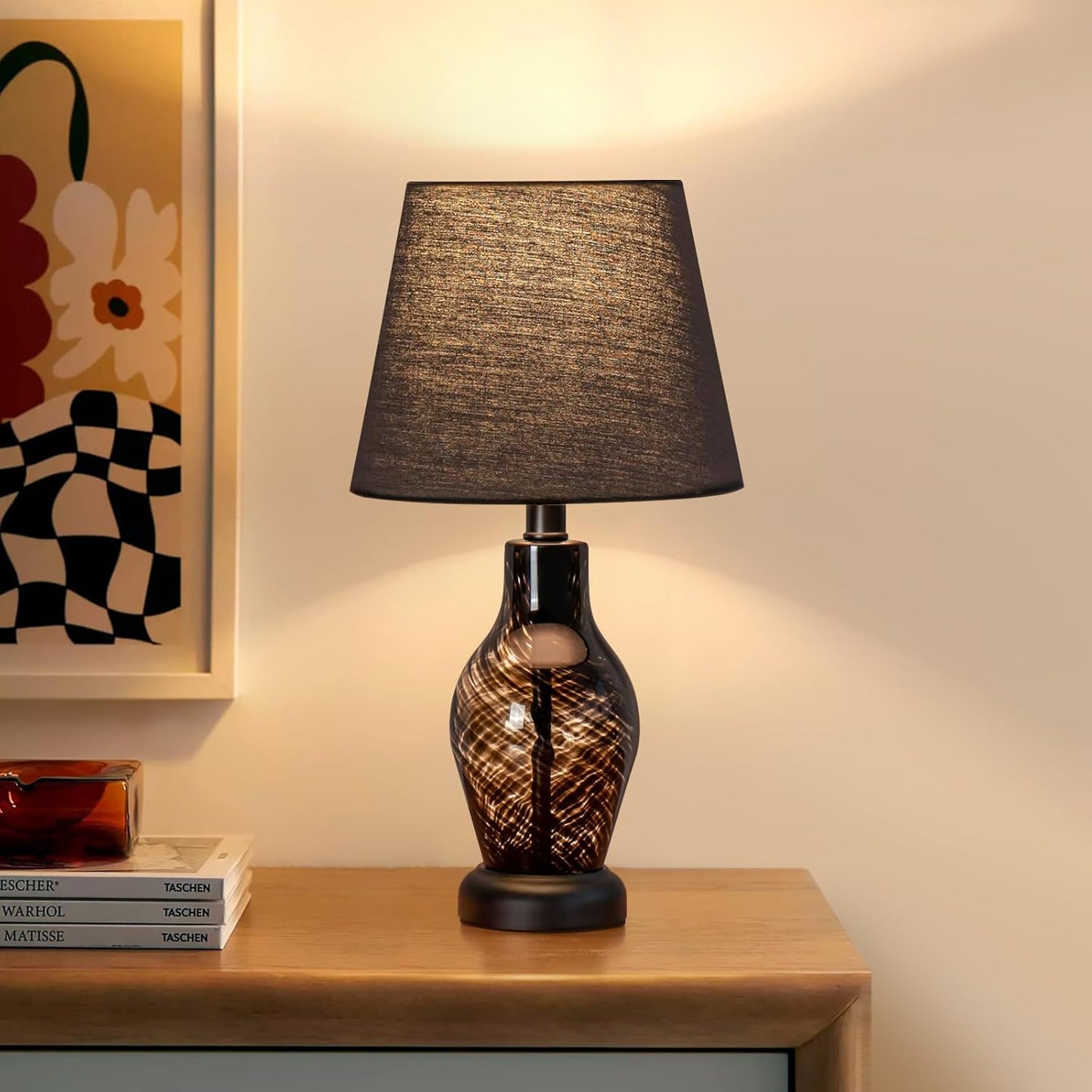 ONEWISH 14 Wine Bottle Shape Bedside Nightstand Lamp Balck