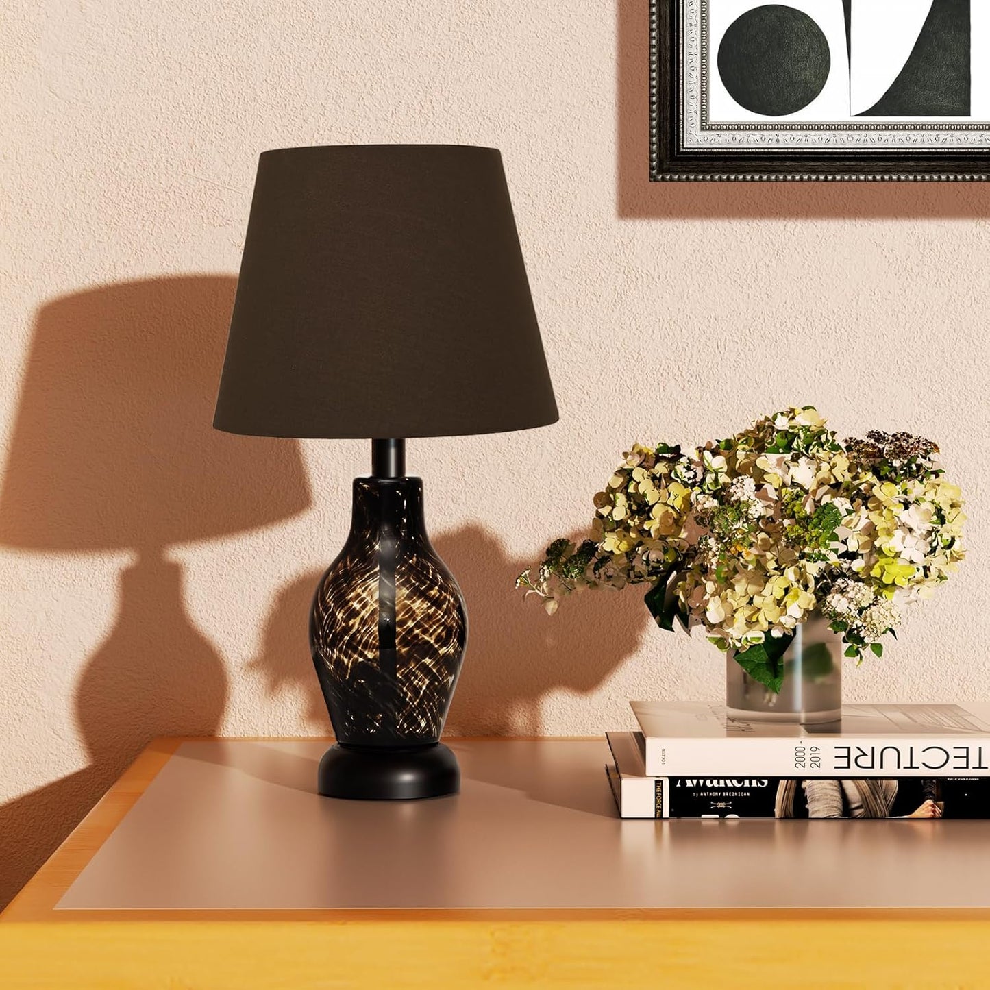 ONEWISH 14 Wine Bottle Shape Bedside Nightstand Lamp Balck