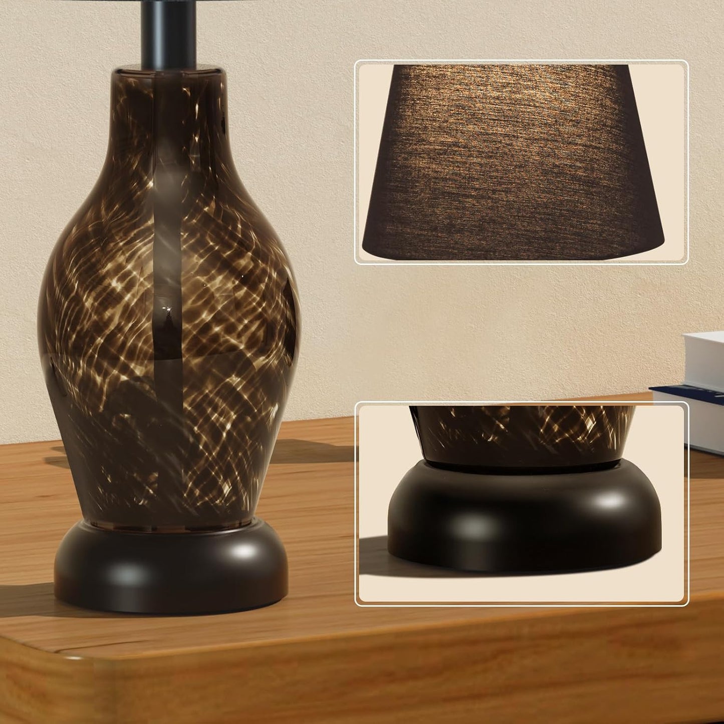 ONEWISH 14 Wine Bottle Shape Bedside Nightstand Lamp Balck