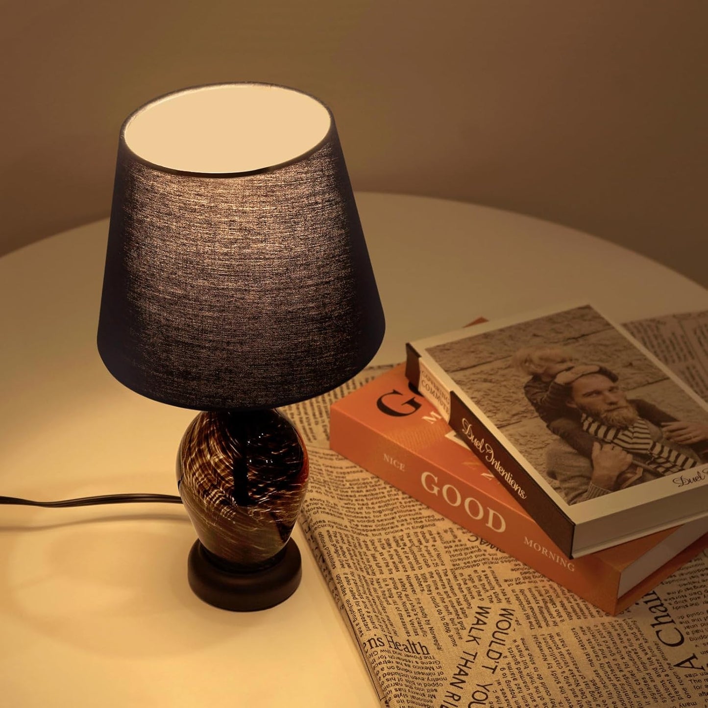 ONEWISH 14 Wine Bottle Shape Bedside Nightstand Lamp Balck