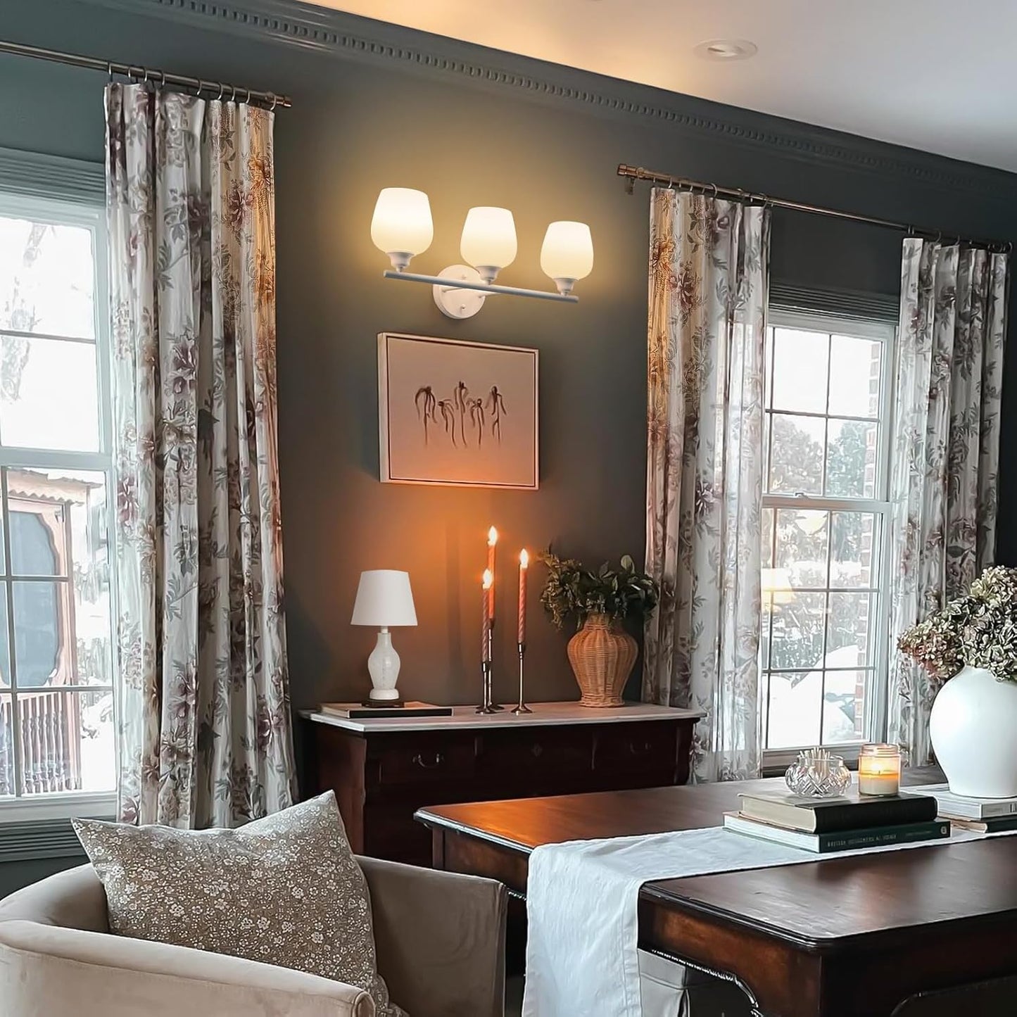 ONEWISH 14 Wine Bottle Shape Bedside Nightstand Lamp White