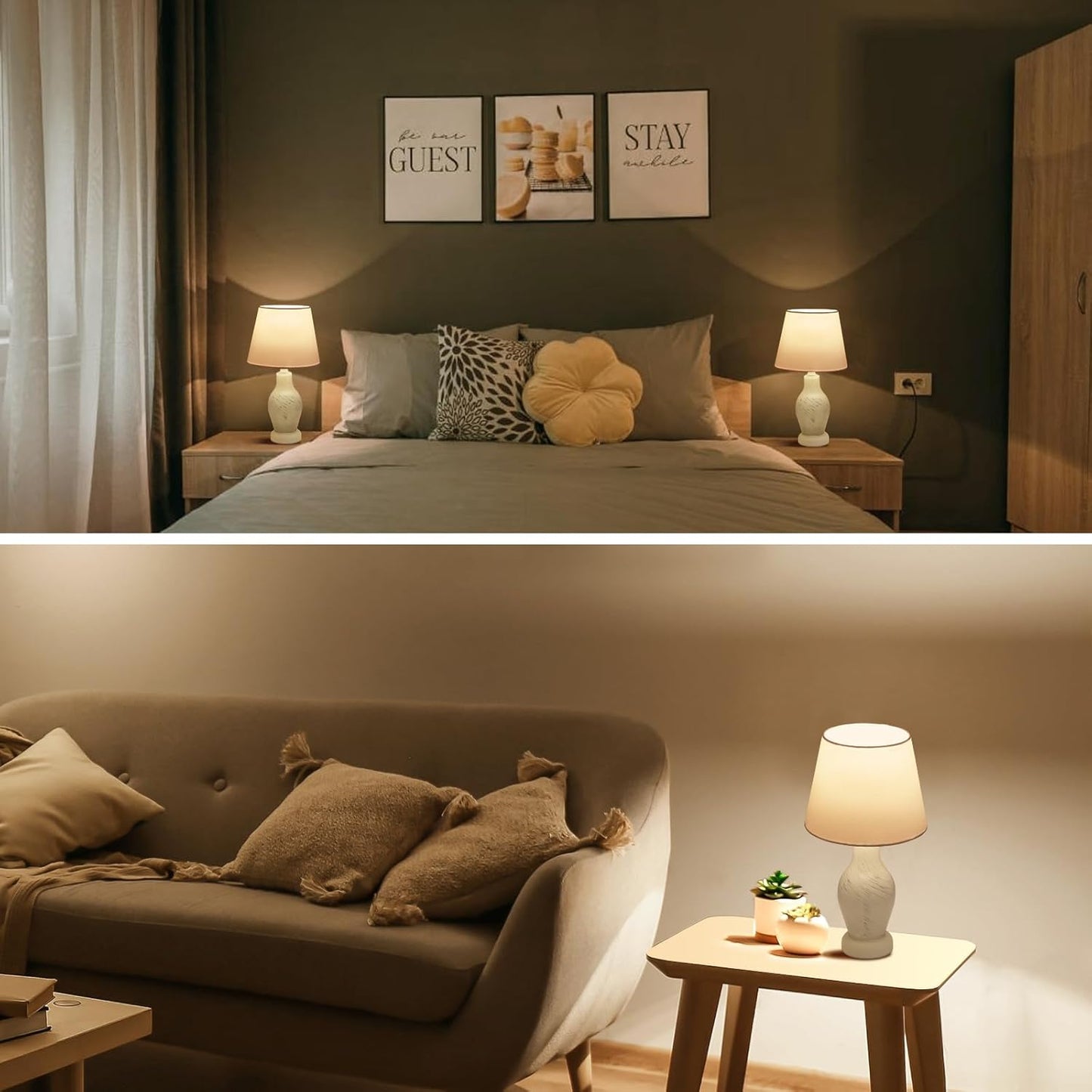 ONEWISH 14 Wine Bottle Shape Bedside Nightstand Lamp White