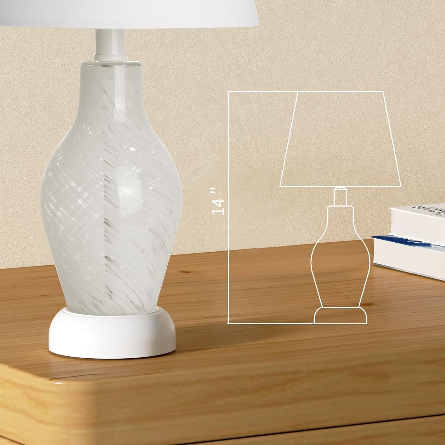 ONEWISH 14 Wine Bottle Shape Bedside Nightstand Lamp White