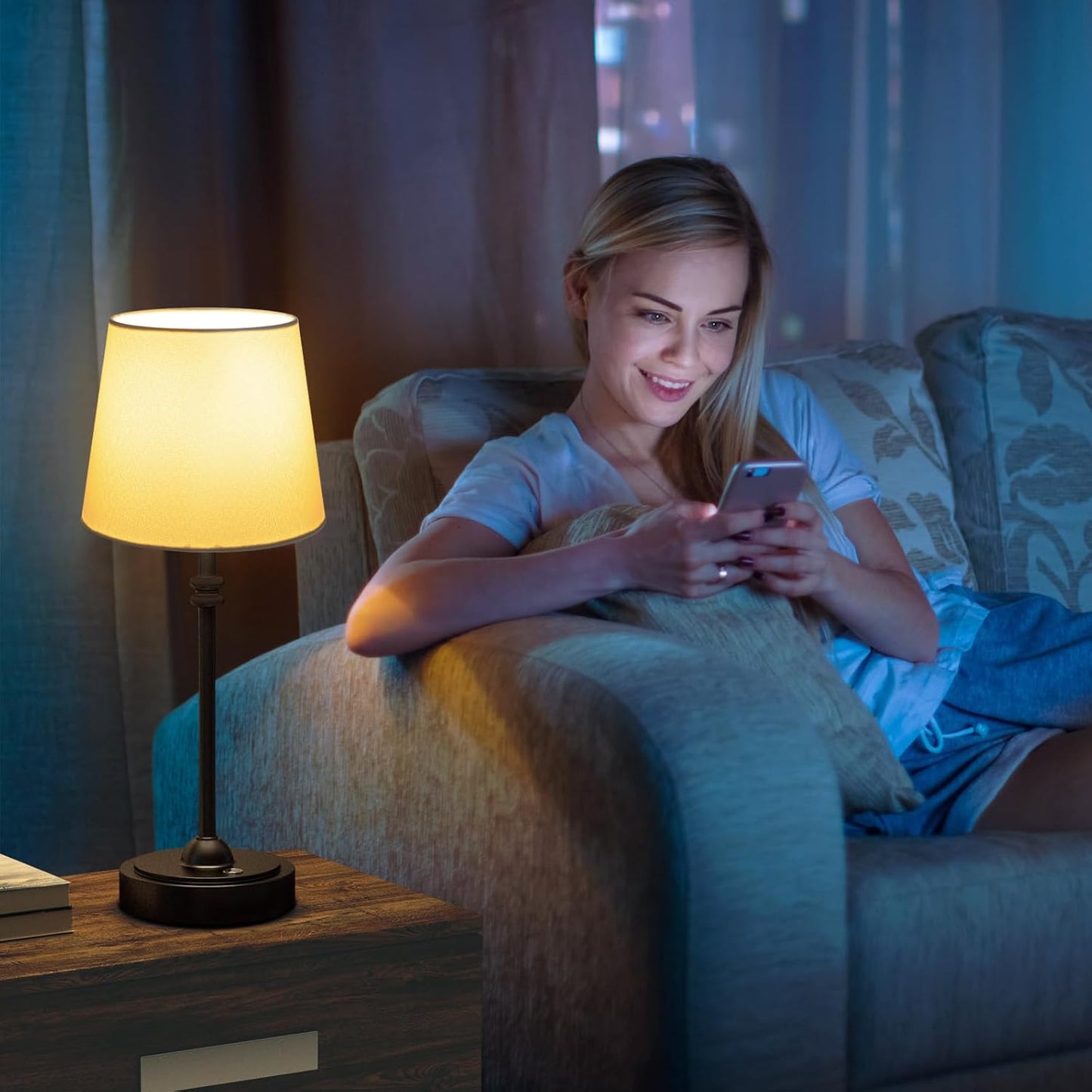 ONEWISH Set of 2 Cordless Table Lamps - Rechargeable, Dimmable, Warm Light for Dining & Patio